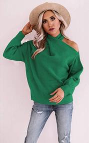 img 3 attached to Angashion Women'S Crop Sweaters - Casual Off-Shoulder Tops With Crossed V-Neck And Halter Detailing, Long Sleeves Pullover