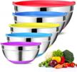 5-piece stainless steel mixing bowl set with airtight lids and non-slip silicone bottoms by hossejoy - includes 1.5, 2.5, 3, 5 and 8 quart nesting storage bowls for easy mixing and prep logo