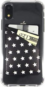 img 3 attached to 🌟 Ac.y.c Phone Card Holder - Ultra Thin Slim PU Leather 3M Adhesive Stick-on ID Credit Card Wallet Sticker Case Pouch Pocket for iPhone, Android, Smartphones - Star Design