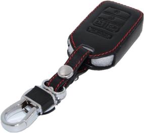 img 3 attached to 🔑 2015 2016 2017 Honda Civic Accord Pilot CR-V Key Fob Case: Black Leather Key Cover Holder Chain Bag