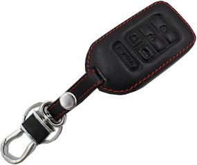 img 4 attached to 🔑 2015 2016 2017 Honda Civic Accord Pilot CR-V Key Fob Case: Black Leather Key Cover Holder Chain Bag