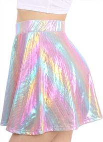 img 3 attached to Women'S Silver Holographic Metallic Pleated Mini Skirt - PESION L