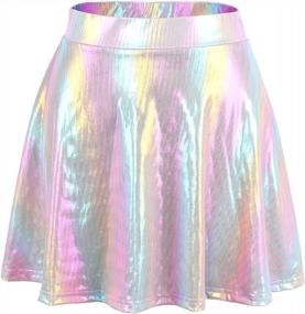 img 1 attached to Women'S Silver Holographic Metallic Pleated Mini Skirt - PESION L