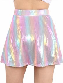 img 2 attached to Women'S Silver Holographic Metallic Pleated Mini Skirt - PESION L