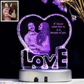 img 4 attached to Custom Crystal Photo Gifts With Light For Women - Personalized Wedding Anniversary Romantic Gift For Her, Unique Wedding Gifts For Couple