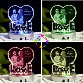 img 3 attached to Custom Crystal Photo Gifts With Light For Women - Personalized Wedding Anniversary Romantic Gift For Her, Unique Wedding Gifts For Couple