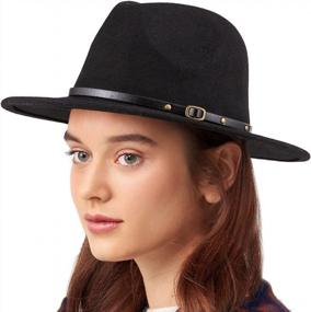 img 4 attached to LADYBRO Fedora Hats For Women Wide Brim Hat, Incld 3 Decor Belts, Wool Felt, 58Cm Adjustable Women'S Fedora