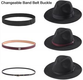 img 3 attached to LADYBRO Fedora Hats For Women Wide Brim Hat, Incld 3 Decor Belts, Wool Felt, 58Cm Adjustable Women'S Fedora