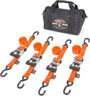 🛠️ usa-made industrial ratchet kit - 1,000 lb. working load limit, 3,000 lb. breaking strength - heavy-duty, 1.5in x 8ft - includes s-hooks & storage bag - orange (4-pack) by powertye логотип