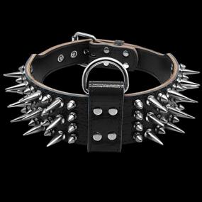 img 1 attached to 🐶 Luxurious Leather Spiked Dog Collar - PET ARTIST 2.0