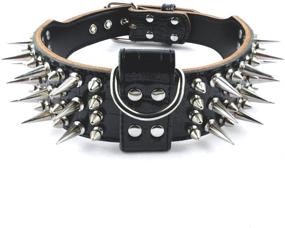 img 4 attached to 🐶 Luxurious Leather Spiked Dog Collar - PET ARTIST 2.0