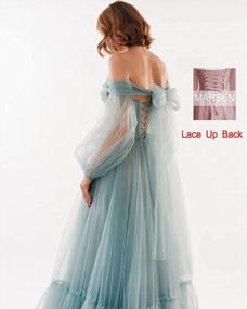 img 1 attached to Off-Shoulder Tulle Ball Gown Prom Dress With Puffy Sleeves - Long A-Line Formal Dress For Women