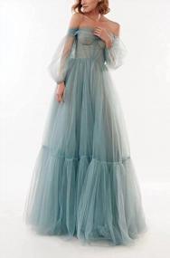 img 2 attached to Off-Shoulder Tulle Ball Gown Prom Dress With Puffy Sleeves - Long A-Line Formal Dress For Women