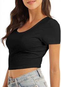 img 3 attached to VIIOO Women'S Short Sleeve Basic Slim Crop Tee Shirt Tops