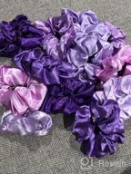 img 1 attached to 12-Piece Satin Hair Scrunchies Elastic Bobbles Ponytail Holder Ties - Purple Lovers review by David Flores