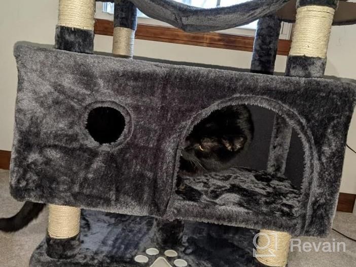 img 1 attached to Bewishome Light Grey Cat Tree Condo With Multiple Perches, Houses, Hammock, And Sisal Scratching Posts - Large Kitty Tower Furniture And Activity Center For Kitten Play And Lounging (Model MMJ03G) review by Robby Fingaw