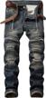 enrica men's straight slim fit ripped distressed jeans with patches pants 1 logo