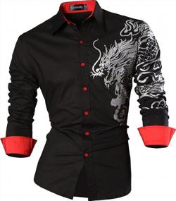 img 4 attached to Men'S Slim Fit Long Sleeve Dress Shirt - Sportrendy JZS041