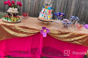img 8 attached to Fuchsia Sequin Tablecloth 60X102 Inch Rectangle Glitter Wedding Party Christmas Decor