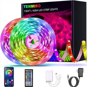 img 4 attached to Ultra Long 130Ft Tenmiro LED Strip Lights Kit With 44-Key IR Remote - RGB Color Changing Lights Perfect For Bedroom, Kitchen, And Home Decoration (2 Rolls Of 65Ft)