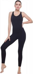 img 1 attached to 👗 LOVESOFT Women's Sleeveless Bodysuit Dance Unitard: Backless Bodycon Rompers for Workout Yoga