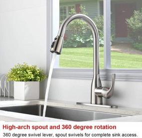 img 3 attached to Modern Kitchen Faucet With Pulldown Sprayer - VALISY Lead-Free Stainless Steel Satin Nickel Finish, Single Handle High Arc Design For 1 Or 3 Hole Installation With Deck Plate
