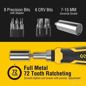 img 1 attached to 🛠️ AZUNO 17 IN 1 Ratchet Screwdriver Set: Universal Socket, 3-Position Ratchet, 14 CRV Bits + Precision Bits