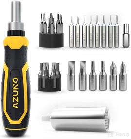 img 4 attached to 🛠️ AZUNO 17 IN 1 Ratchet Screwdriver Set: Universal Socket, 3-Position Ratchet, 14 CRV Bits + Precision Bits