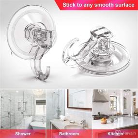 img 3 attached to 🛁 4-Pack Quntis Vacuum Suction Cup Hooks - Heavy Duty Clear Suction Cup Hangers for Shower Tile, Kitchen, Bathroom - Waterproof & Strong Plastic Cups with Hooks for Loofah, Glass Window