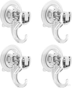 img 4 attached to 🛁 4-Pack Quntis Vacuum Suction Cup Hooks - Heavy Duty Clear Suction Cup Hangers for Shower Tile, Kitchen, Bathroom - Waterproof & Strong Plastic Cups with Hooks for Loofah, Glass Window