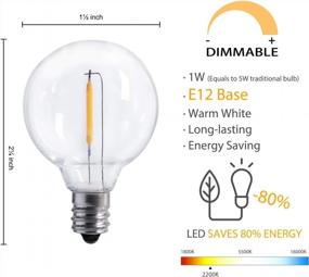 img 3 attached to Pack Of 25 Shatterproof LED G40 Replacement Bulbs With E12 Screw Base For Patio Garden String Lights - Energy-Efficient Alternative To 5-Watt Clear Light Bulbs