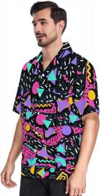 img 1 attached to Шагните в эпоху ретро с мужскими гавайскими рубашками 80-х и 90-х годов: идеально подходит для веселых летних вечеринок и мероприятий в стиле ретро!