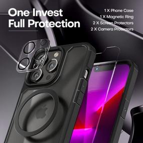 img 2 attached to Military Grade Protection 5 In 1 IPhone 13 Pro Case With 2 Tempered Glass Screen Protector + 2 Camera Lens Protector - Not Yellowing, Shockproof Slim MatteBlack 6.1 Inch