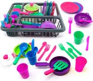 27-piece colorful tableware dishes pretend play set - perfect kitchen accessories for toddlers by vipamz logo