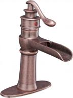 lead-free copper brass waterfall bathroom sink faucet with single handle lever, deck mounting, and included supply lines hose - bathfinesse logo