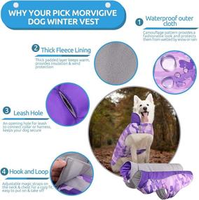 img 2 attached to 🐾 MORVIGIVE Winter Dog Coats - Camo Fleece Lining, Reversible & Waterproof Snow Jackets for Small Medium Large Dogs - Purple XS