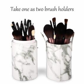 img 1 attached to Stylish Marble Makeup Brush Holder: Your Perfect Travel Companion