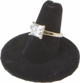 img 1 attached to Plymor Black Velvet Ring Finger Display, Single On Round Base, 2" W X 2" D X 1.25" H