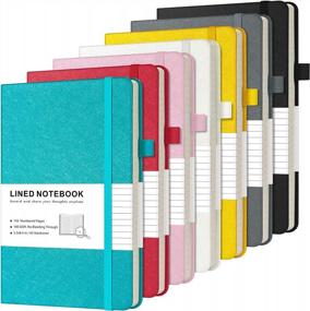 img 4 attached to 7-Pack Hardcover Leather Journals With 100 GSM Thick Numbered Pages, Index, Inner Pockets, & Bookmarks - A5 Ruled Writing Journal Set For Women & Men In Assorted Colors