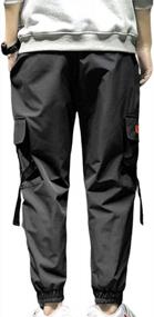 img 2 attached to Stylish And Comfortable: ZAFUL Men'S Cargo Jogger Pants With Letter Print And Convenient Side Pockets