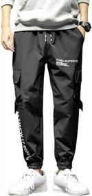 img 4 attached to Stylish And Comfortable: ZAFUL Men'S Cargo Jogger Pants With Letter Print And Convenient Side Pockets