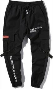 img 1 attached to Stylish And Comfortable: ZAFUL Men'S Cargo Jogger Pants With Letter Print And Convenient Side Pockets