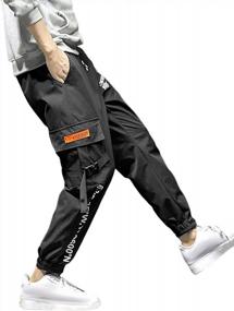 img 3 attached to Стильные и удобные: мужские брюки-карго ZAFUL с буквенным принтом и удобными боковыми карманами