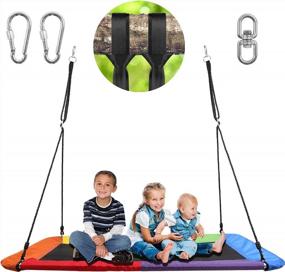 img 4 attached to Odoland 60Inch Platform Tree Swing For Kids And Adults - Waterproof With Durable Steel Frame And 2 Hanging Straps, 1 Swivel - 700 Lbs Backyard Outdoor Swings Set