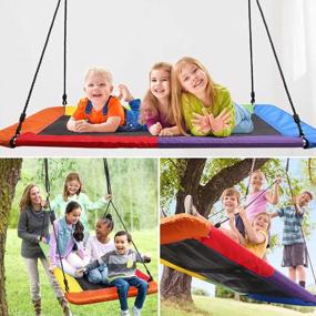 img 1 attached to Odoland 60Inch Platform Tree Swing For Kids And Adults - Waterproof With Durable Steel Frame And 2 Hanging Straps, 1 Swivel - 700 Lbs Backyard Outdoor Swings Set