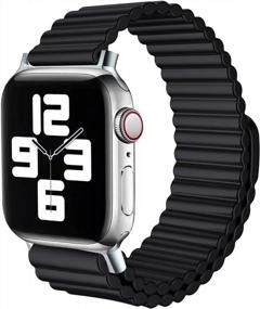 img 4 attached to Совместимый магнитный ремешок для Apple Watch 42–49 мм: регулируемый силиконовый браслет с петлей для серии 8-SE