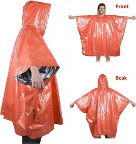 img 2 attached to Пончо от дождя для аварийного выживания с капюшоном, теплоотражающим одеялом и теплоотражающим водонепроницаемым покрытием для кемпинга, пешего туризма, 2 шт. в упаковке