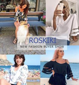 img 2 attached to Stay Cool And Fashionable This Summer With ROSKIKI'S Sexy Cold Shoulder Tops!