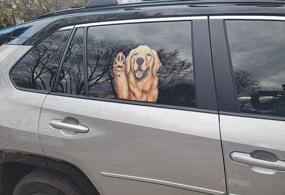 img 2 attached to Golden Retriever Ride-Along Window Decal Sticker With Waving Paw And Perforated See-Through Design For Rear Side Windows