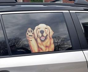 img 1 attached to Golden Retriever Ride-Along Window Decal Sticker With Waving Paw And Perforated See-Through Design For Rear Side Windows